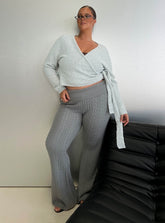 Baleigh Cable Knit Foldover Pants Grey Curve