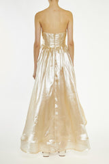 True Decadence Gold-Metallic Winnie Corset Style Hi-Low Dress