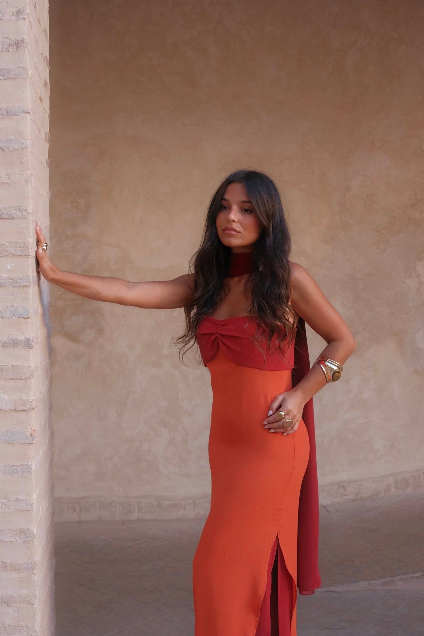 Zahara Dress in Orange and Red - Shipping/Envio 25/05 to 29/05
