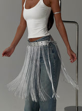 Artemas Studded Tassel Belt Silver