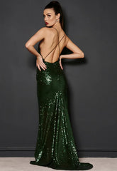 Revie London EXCLUSIVE Green Jayne Sequin Maxi Dress