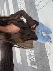 Ruffle Knit Top in Chocolate