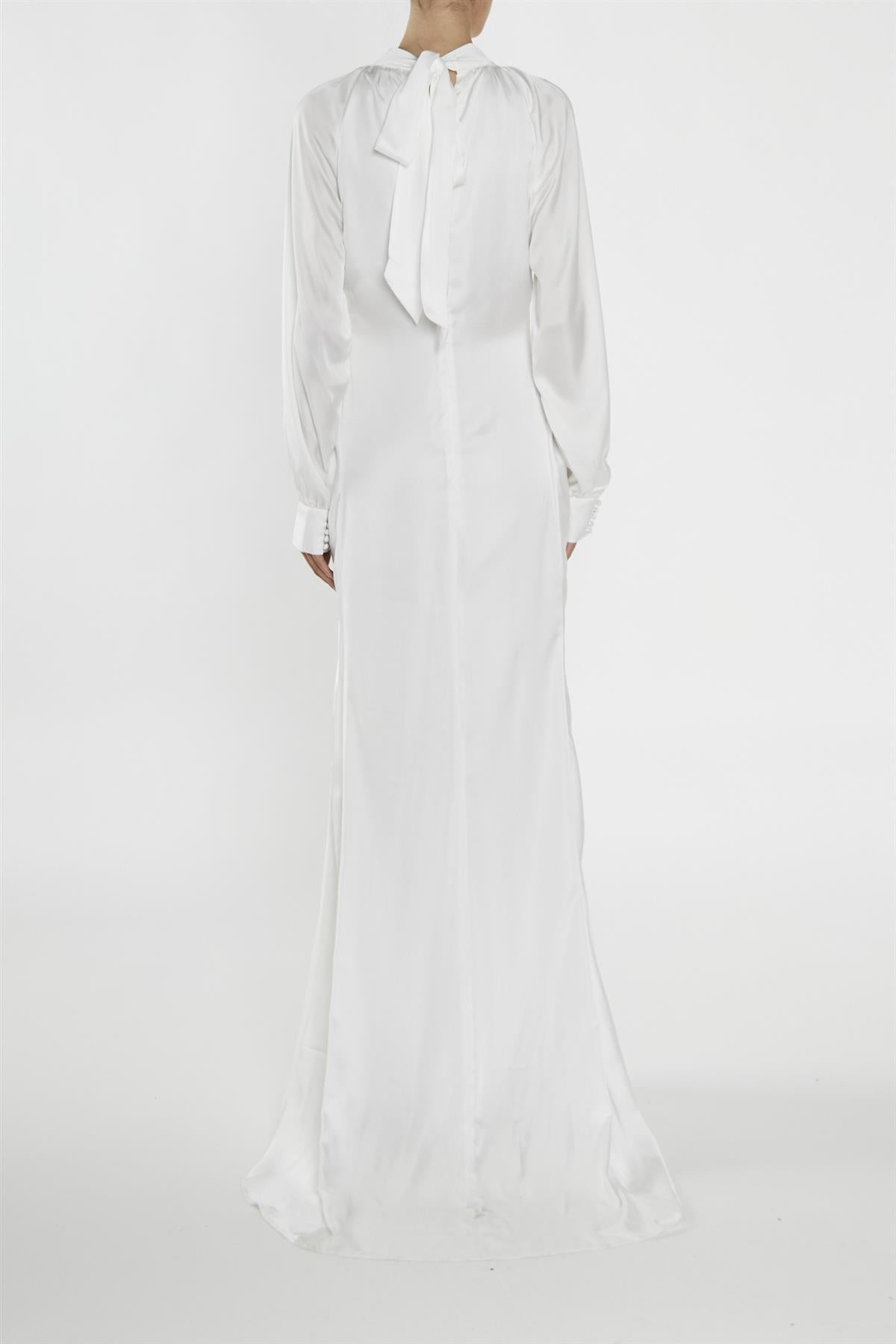 true Decadence Reyna White High-Neck Fishtail Maxi-Dress