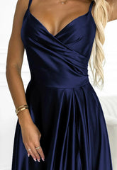 LBD Exclusive Blue Chiara Satin Maxi Dress