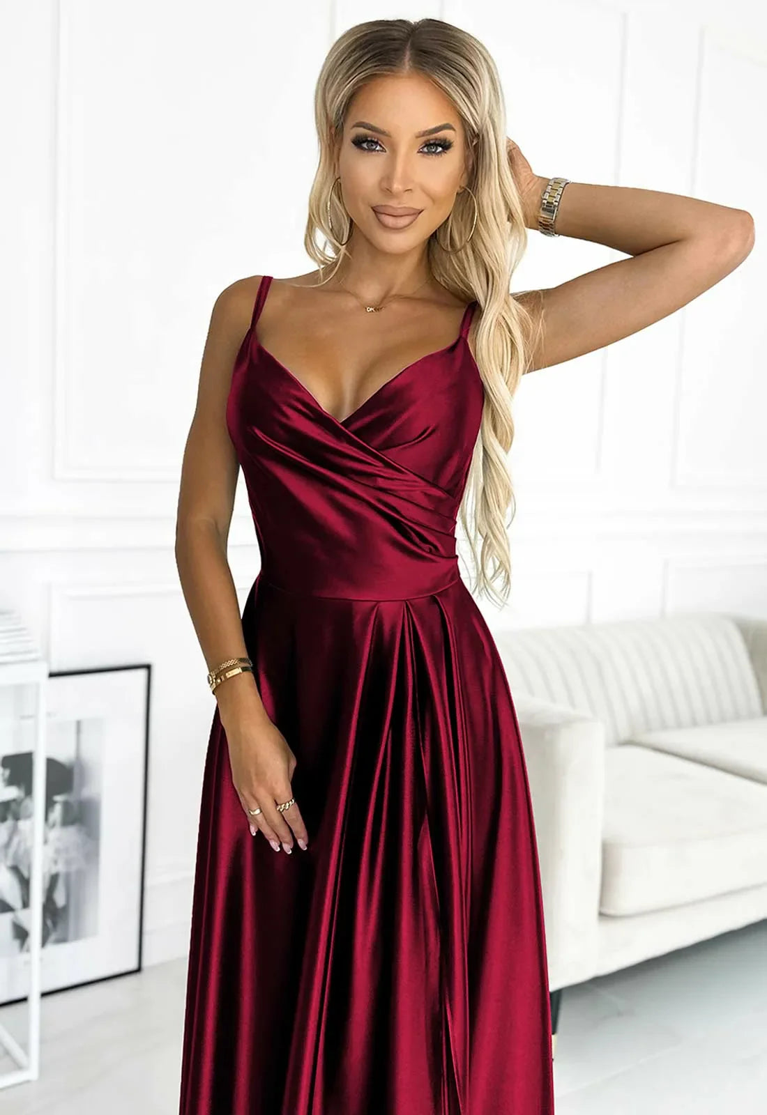 LBD Exclusive Burgundy Chiara Satin Maxi Dress