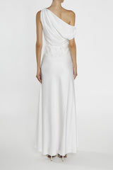 true Decadence Elora White Asymmetric Cowl-Neck Maxi Dress