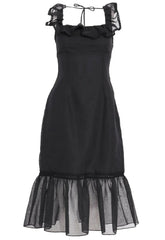 True Decadence Black Linen Midi Dress
