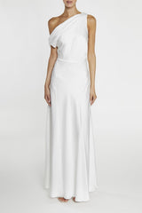 true Decadence Elora White Asymmetric Cowl-Neck Maxi Dress
