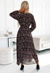 LBD Exclusive Brown Lily Print Dress