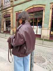 Oversized Structured Jacket in Burgundy