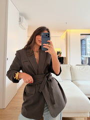 Must-have Belted Blazer in Chocolate