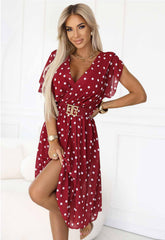 LBD Exclusive Burgundy Alice Polka Dot Dress