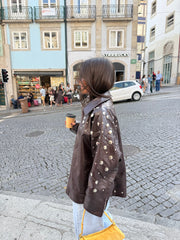 City Jacket In Brown With Studs