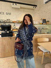 Bandana Long Jacket in Blue