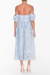 True Decadence Blue Amelia Blue Floral Bardot Skater Dress
