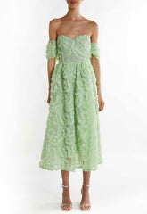 True Decadence Sage-Green Amelia Bardot Bust Cup Midi Dress