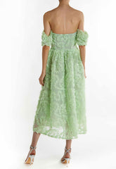 True Decadence Sage-Green Amelia Bardot Bust Cup Midi Dress