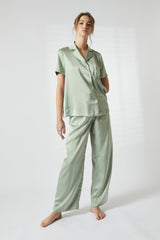True Decadence Sage Green Satin Pyjama Set