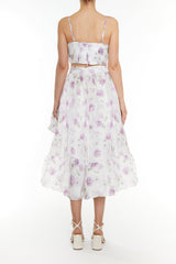 True Decadence Joelle Co-ord Lilac Floral Organza Corset Style Crop Top