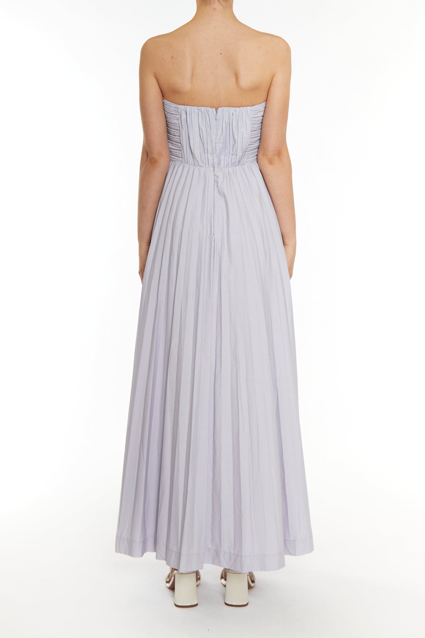 true Decadence Gracie Icy Lilac Grey Pleated Twist Front Maxi Dress