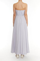 true Decadence Gracie Icy Lilac Grey Pleated Twist Front Maxi Dress