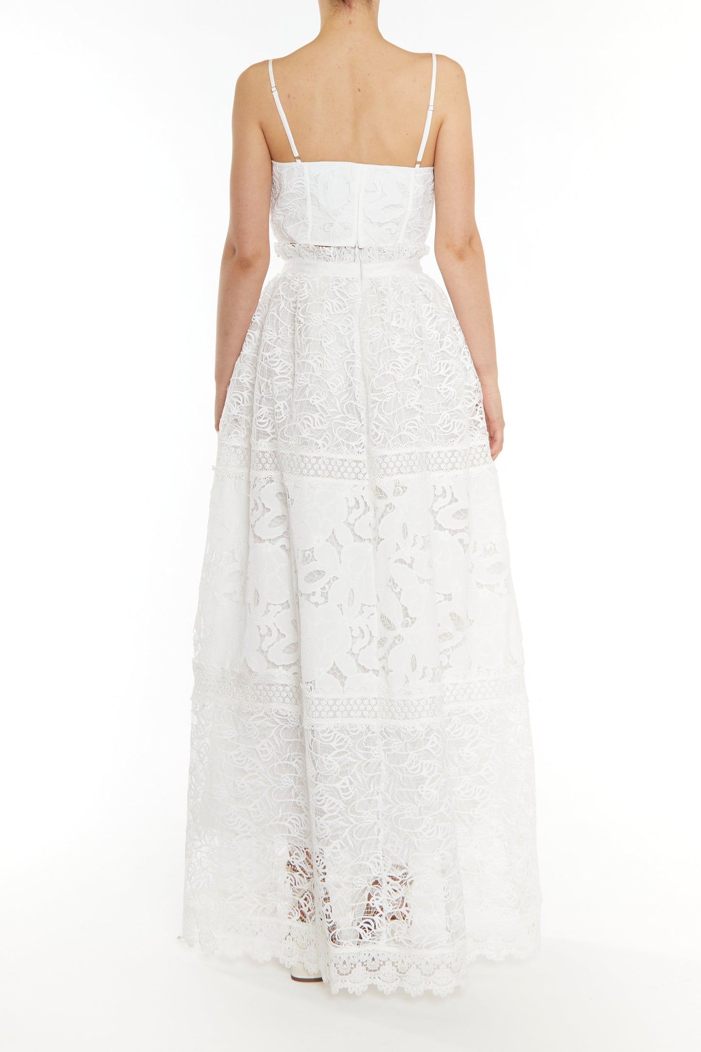 true Decadence Melissa Co-ord White Patchwork Lace Corset Style Crop Top