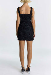 True Decadence Black Square Neck Mini Dress
