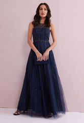 Samantha Jane Navy Angel Embellished Gown