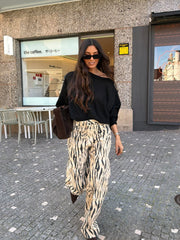 Zebra Print Wide Leg Pants
