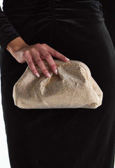True Decadence Gold Rhinestone Pillow Clutch Bag