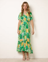 Pineapple Double V Midi Dress