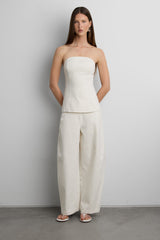 WOVEN TWILL TUBE TOP