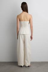 WOVEN TWILL TUBE TOP