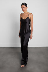 ASYMMETRICAL SATIN LACE TRIM TANK TOP