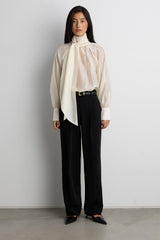 BLOUSE WITH TIE NECK DETAIL