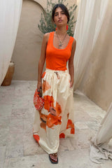 Blurred Floral Midi Skirt