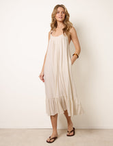 Natural Textured Dress With Bead Details