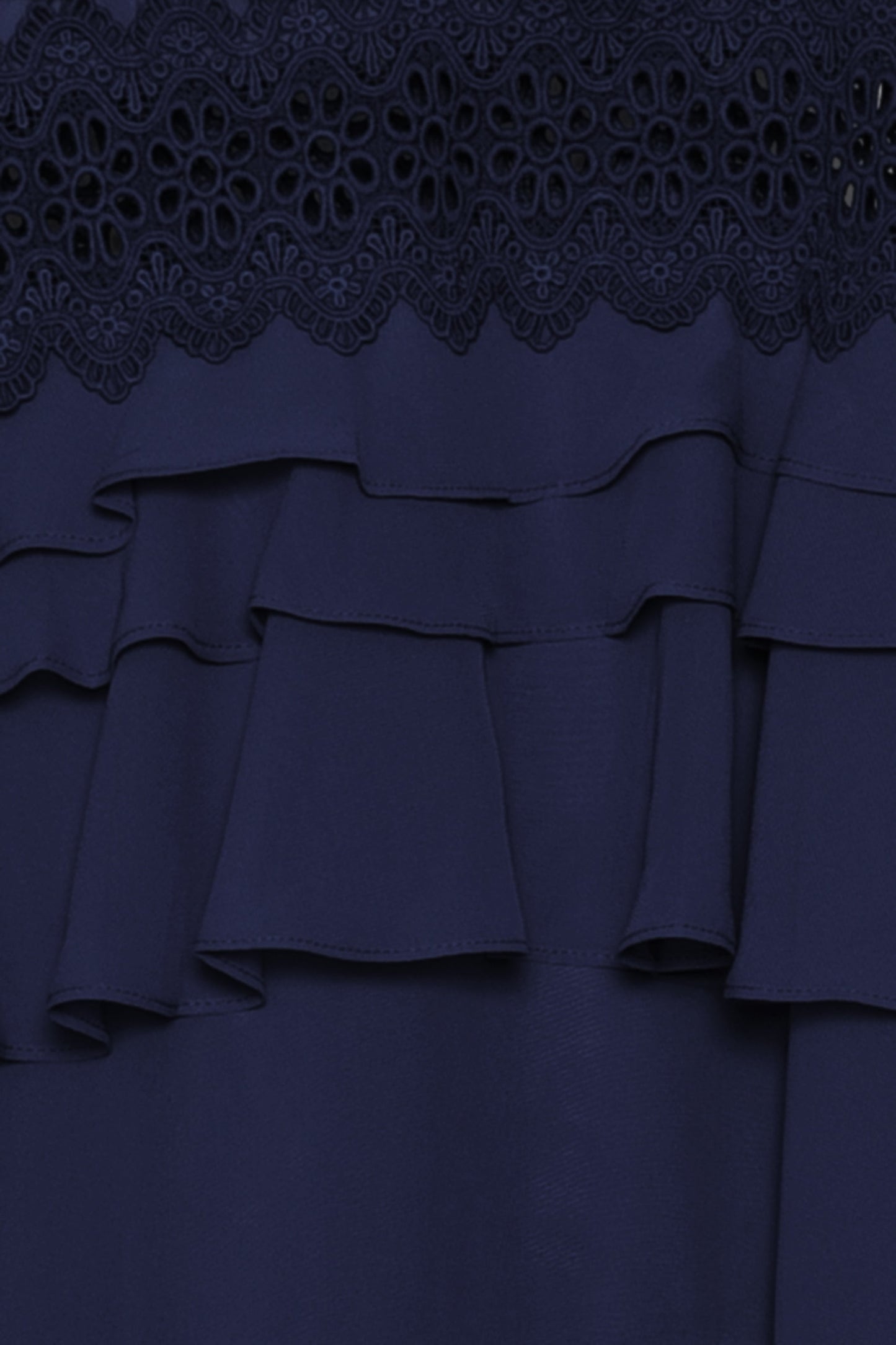 True Decadence Sophia Navy Tiered Ruffle Maxi Dress
