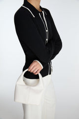 CONTRAST TRIM BUTTON FRONT COLLARED CARDIGAN