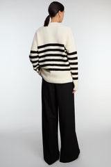 STRIPED BUTTON FRONT CARDIGAN