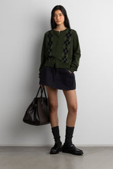 ARGYLE BUTTON FRONT CARDIGAN