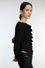 RUFFLE PLACKET BUTTON UP CARDIGAN