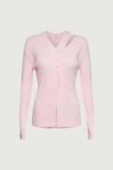 CUT OUT DETAIL BUTTON-FRONT CARDIGAN
