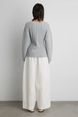 OTTOMAN RIBBED KNIT BUTTON FRONT TOP