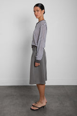 STRIPED ROUND NECK CARDIGAN