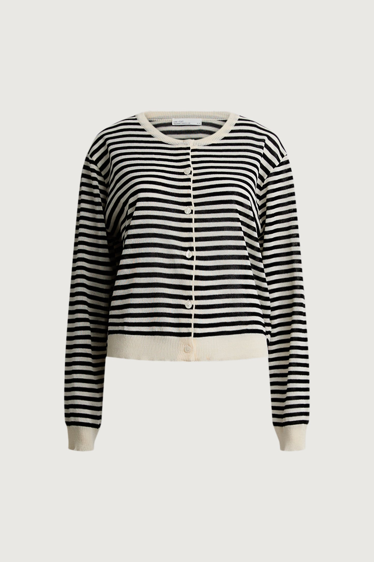 STRIPED ROUND NECK CARDIGAN