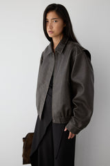 VINTAGE INSPIRED VEGAN LEATHER BOMBER JACKET