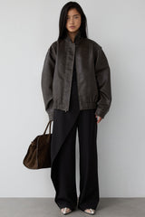 VINTAGE INSPIRED VEGAN LEATHER BOMBER JACKET