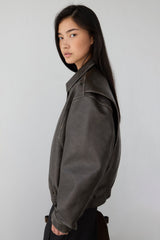 VINTAGE INSPIRED VEGAN LEATHER BOMBER JACKET