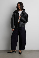 VEGAN LEATHER DOUBLE COLLAR BIKER JACKET